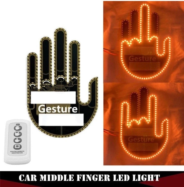 Remote Control LED Middle Finger Car Light – Funny Gesture Sign for Truck, SUV & Sedan