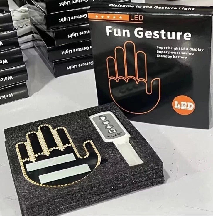 Remote Control LED Middle Finger Car Light – Funny Gesture Sign for Truck, SUV & Sedan