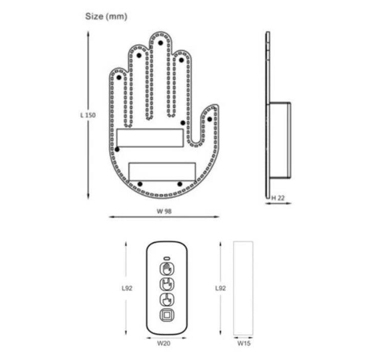 Remote Control LED Middle Finger Car Light – Funny Gesture Sign for Truck, SUV & Sedan